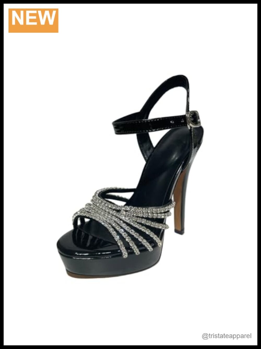 Rhinestone Platform Stiletto Heeled Sandals Open Toe Ankle Strap